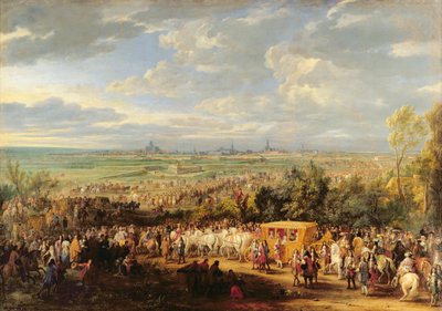 De Intocht van Lodewijk XIV en Marie-Therese van Oostenrijk in Arras, 30 juli 1667 door Adam Frans van der Meulen